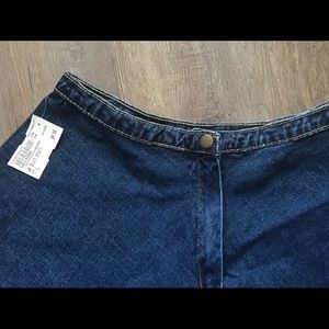 Denim skirt dark denim mini flare skirt